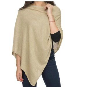 Women’s Elsa Bamboo Knit Poncho, Metallic Gold/NWT, One Size.
